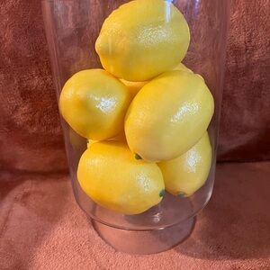 Clear Large Vase with Beautiful Yellow Lemon Accents
